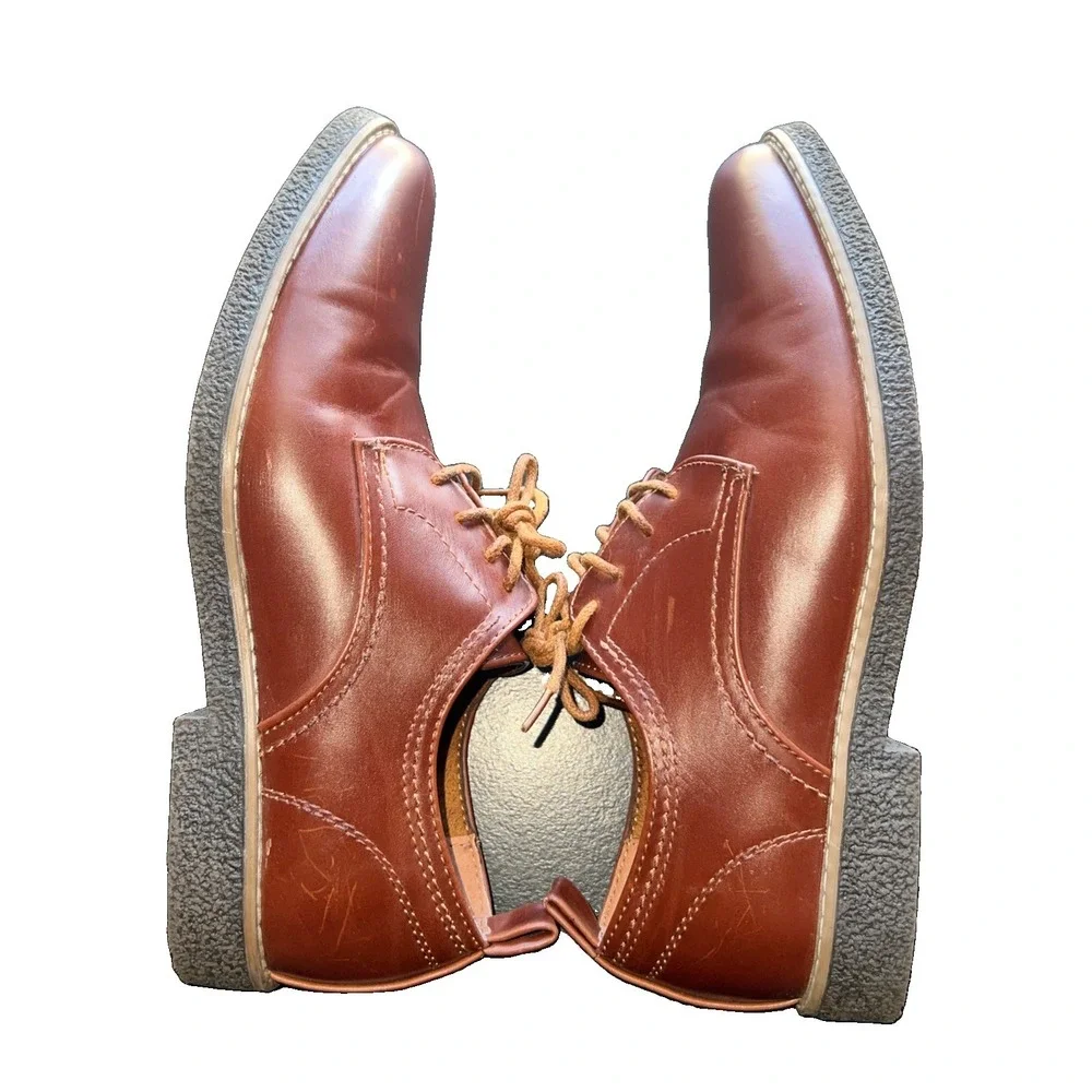 Deer Stags Mens Big Kids Zander Lace-Up Dress Shoes Oxford Redwood Brown Size 7